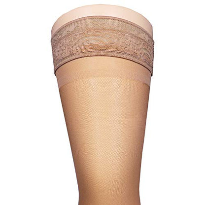 Truform Sheer Compression Stockings, 15-20 mmHg, Women's Thigh High Length, 20 Denier, Beige, Small - color: Beige, size: Small (1 Pair)