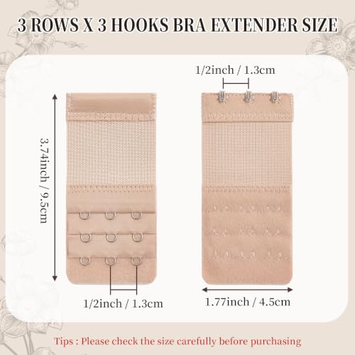 QIUTIMIY Women's Bra Extenders 2 Hooks & 3 Hooks & 4 Hook Bra Extensions Soft Comfortable Stretchy Back Bra Strap Extender - color: 3pcs-spacing 1/2inch-style 3