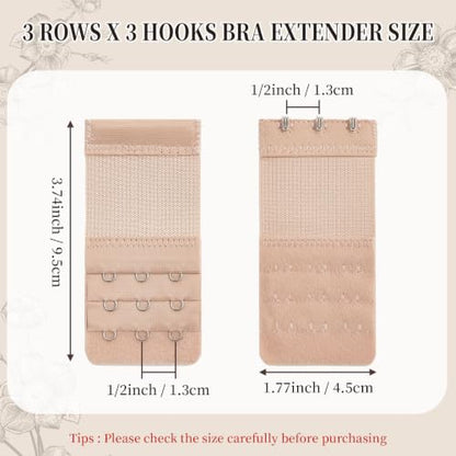 QIUTIMIY Women's Bra Extenders 2 Hooks & 3 Hooks & 4 Hook Bra Extensions Soft Comfortable Stretchy Back Bra Strap Extender - color: 3pcs-spacing 1/2inch-style 3