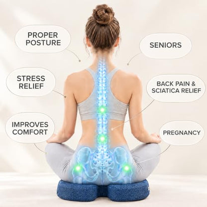 Gel Seat Cushion for Long Sitting, Office Chair Memory Foam Cushion, Blue - color: Blue