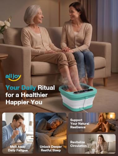 ALLJOY Foldable Foot Soaking Tub with Heat,Smart Touch Screen Foot Bath Spa - color: Green