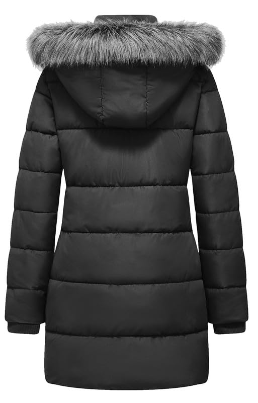 GGleaf Women's Winter Thicken Puffer Coat (Standard & Plus Size) Warm Snow Jacket with Fur Removable Hood - color: Dark Grey, size: XX-Large