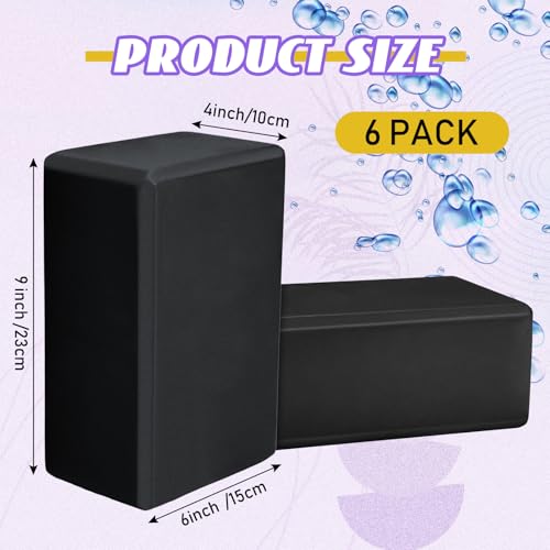 Wettarn 6 Pack EVA Yoga Blocks Bulk, Non Slip Pilates Brick - color: Black