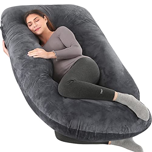 Elover U Shaped Pregnancy Pillow,Full Body Maternity Support - color: Velvet -Black