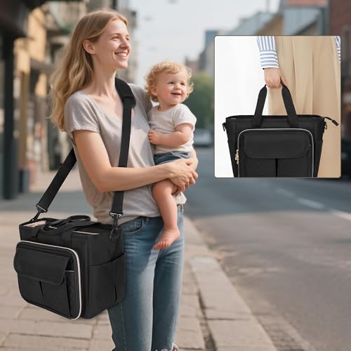 LUXJA Breast Pump Bag Compatible with Spectra S1 and S2, Black - color: Black