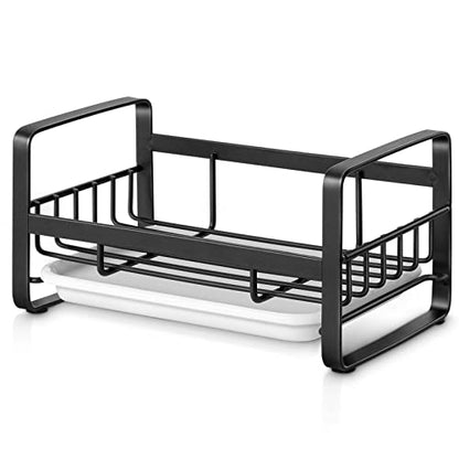 HULISEN Kitchen Sponge Holder, 304 Stainless Steel Sink Caddy, Black - color: Black, size: Medium