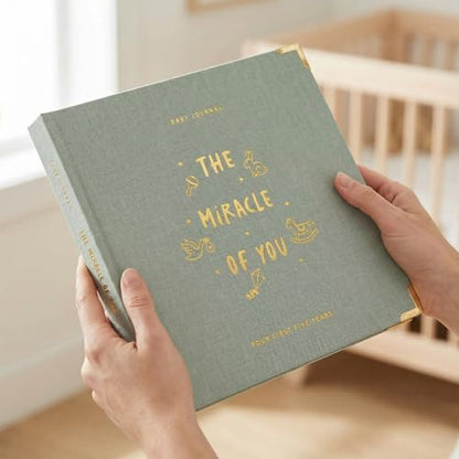 Keepsake Baby Memory Book for Boys and Girls - Timeless First 5 Year Book - color: Sage