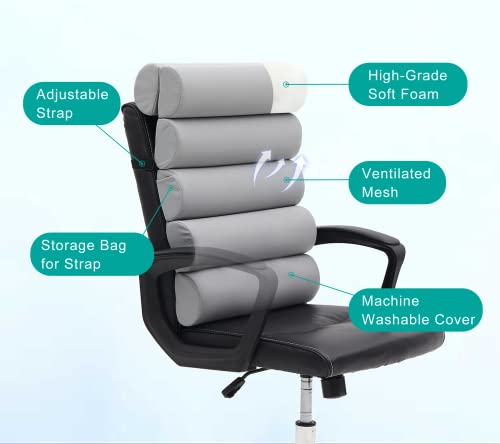 Ergonomic Lumbar Support Pillow for Office Chair,Adjustable Back Cushion - color: Light Grey