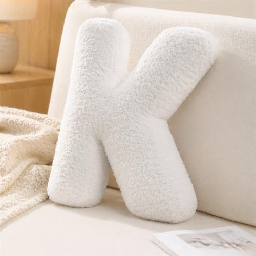 Letter Plush Pillow, Letter Hugging Throw Pillows, Decorative Initial Letter Shaped Throw Pillows for Bed Couch, Letter Pillows English Alphabet A to Z for Sofa Bedroom Living Room Decor (K) - color: K