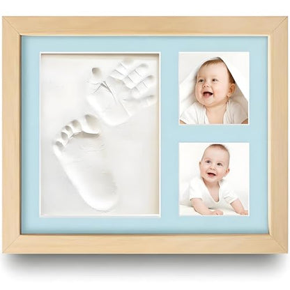 Baby Footprint Kit, Newborn Foot and Hand Print Kit, Baby Keepsake Frame, Nursery Pictures Frames(Walnut) - color: Walnut