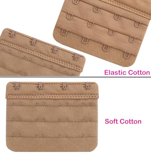 Women Bra Extenders 2 Hook/3 Hook/4 Hook Soft Bra Strap Extension - color: Bra Extender 4 Hook Beige 3pcs