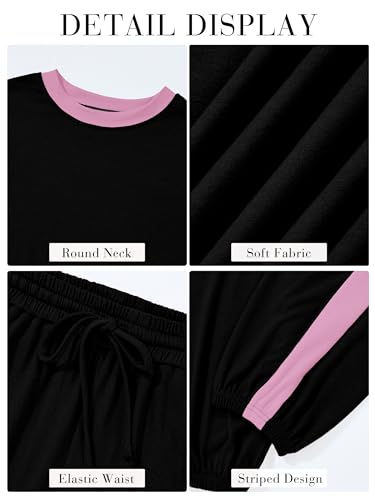MASCOMODA Womens 2 Piece Outfits Summer Matching Lounge Sets Jogger Set - color: Black02, size: Medium