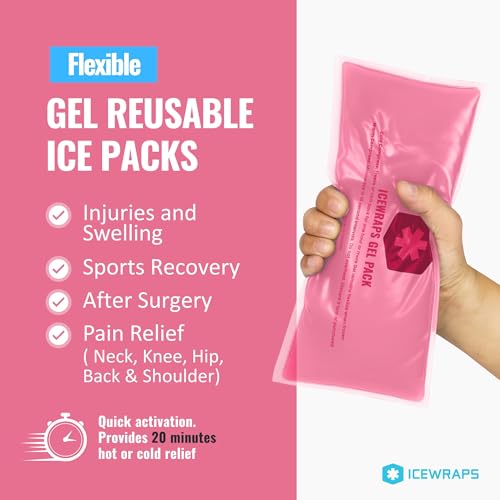ICEWRAPS 6"x12" Flexible Extra-Large Gel Reusable Ice Packs, 2 Pack - Pink - size: 6"x12", style: Pink - 2Pack