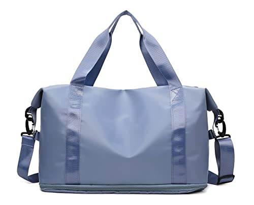 Expandable Travel Duffle Bag Weekender Carry on Bag for Women, Blue - color: Blue