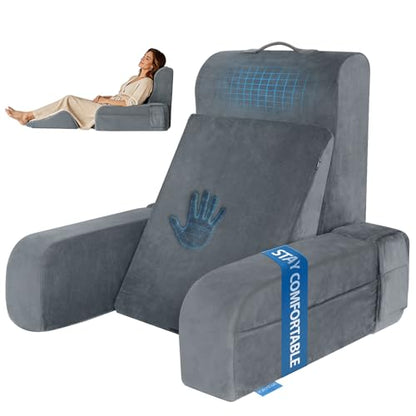 Kayfia Reading Pillow, Gel Memory Foam Back Rest Pillow, 19", Gray - color: Gray, size: Standard(19'')