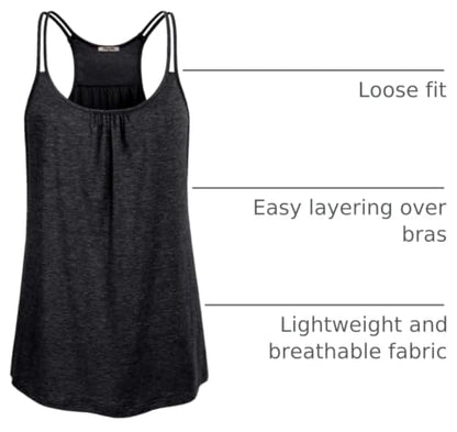 Hibelle Womens Scoop Neck Cute Racerback Yoga Workout Tank Top - color: 1# Dark Grey, size: Medium