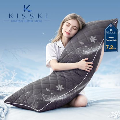KISSKI Cooling Body Pillow for Adults, Adjustable Memory Foam Long Pillow - color: Dark Gray