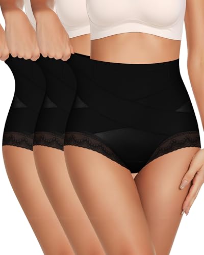 MEIYATING Women's High Waisted Underwear Tummy Control Postpartum Panties - color: Black, size: Medium