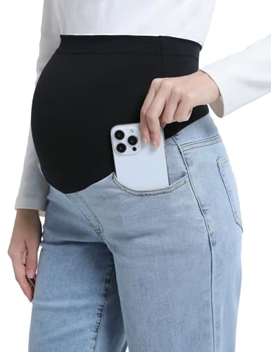 Maternity Boyfriend Jeans Pregnancy Denim Pants - color: Light Blue, size: X-Large