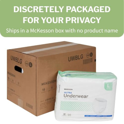 McKesson Ultra Adult Incontinence Underwear, Heavy Absorbency, 58 in, 18 ct - size: Large (18 Count)