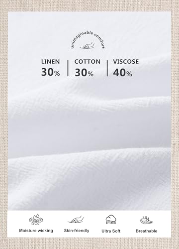 Libin Women's Wide Leg Cotton Linen Pants - color: 02-white, size: Large