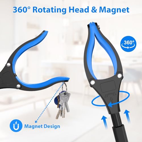32" Grabber Reacher Tool, Foldable, Blue - size: 32-Inch