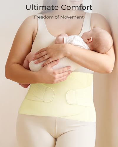 FREETOO Postpartum Belly Band Wrap for Women,Abdominal Binder Post Surgery - color: Light Cream