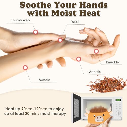 SuzziPad Highland Cow Microwavable Hand Muff for Muscle Tension & Cold Day - style: Highland cow