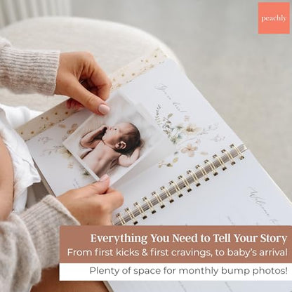 Peachly Pregnancy Journal for First Time Moms - Linen Memory Book (Rust) - color: Rust