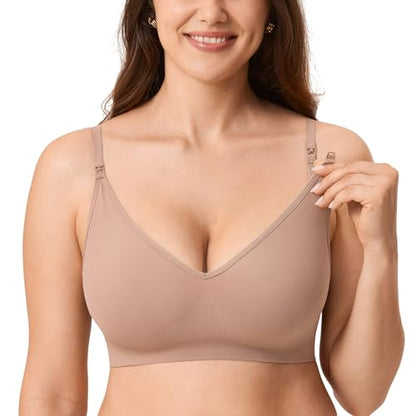 MOMANDA Seamless Nursing Bras for Breastfeeding - color: Cocoa Beige, size: Small
