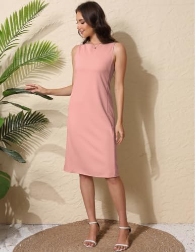 Women Business Sheath Midi Dress - color: Pink, size: Large