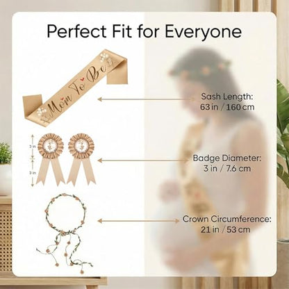 Bearly Wait Mom to Be Sash Teddy Bear Baby Shower Decor Set - color: Brown