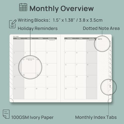 POPRUN Planner 2026-2027, 6.5" x 8.5", Academic Daily Weekly and Monthly - color: Burgundy, size: Medium-6.5'' x 8.5'', style: Academic Year 2026-2027