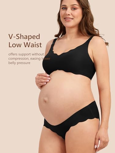Angelhood 5 Pack Seamless Maternity Underwear, Pregnancy Postpartum Panties - color: Multicoloured E, size: Medium