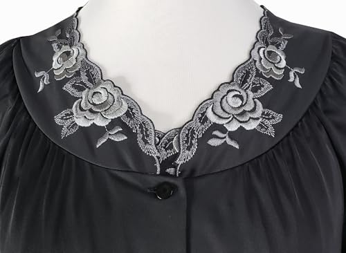 Shadowline Women's Robe & Matching Sleeveless Nightgown Set - color: Shadow Black, size: 3X