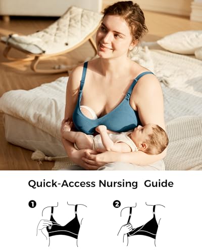 Momcozy Hands-Free Pumping Bra, Breathable Tencel™ Fabric Breast Pump Bra - color: Black, size: Large