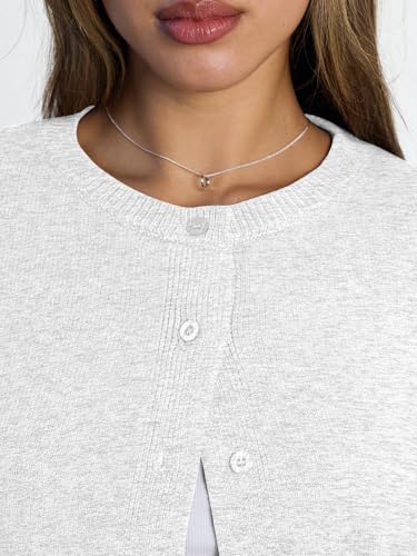 LILLUSORY Womens Lightweight Cardigan Cropped Knit Fall Cute Sweaters 2026 - color: Grey, size: XX-Large