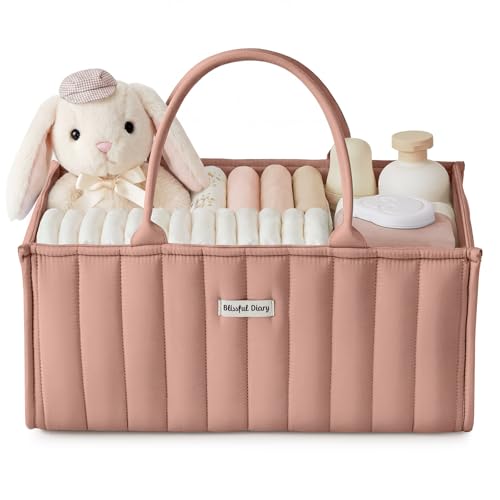 Blissful Diary Baby Diaper Caddy Organizer, Nursery Storage, Blush Pink - color: Blush Pink