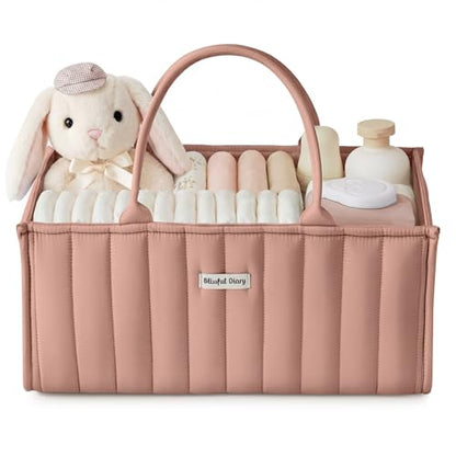 Blissful Diary Baby Diaper Caddy Organizer, Nursery Storage, Blush Pink - color: Blush Pink