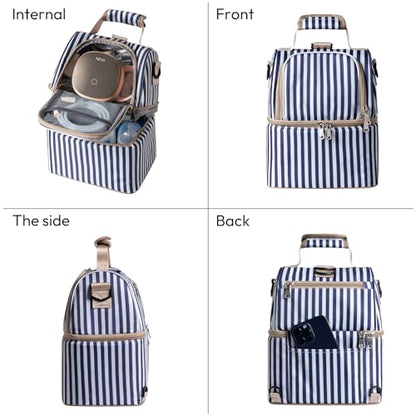 NCVI Breast Pump Backpack, Double Layer Removable, for Spectra/Medela - color: Stripe