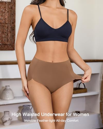 5 Pack Seamless Underwear for Women High Waisted Postpartum Underwear Full Coverage No Show Breathable Stretchy Briefs - color: Multicoloured a, size: XX-Large