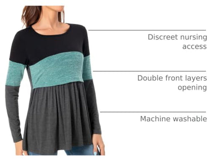 Bearsland Women’s Scoop Neck Nursing Top - color: Green, size: X-Large