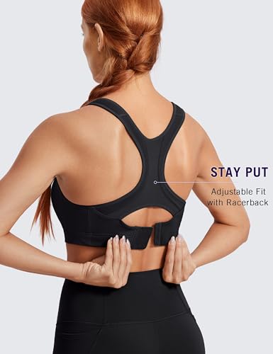 SYROKAN Women's Sports Bra Front Adjustable Padded - color: Black, size: 32F
