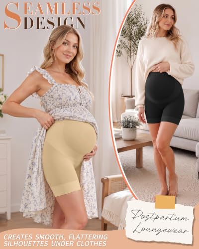 3 Pack Maternity Shapewear Shorts - color: Cinnamon Pink, Nude, Black, size: XX-Large