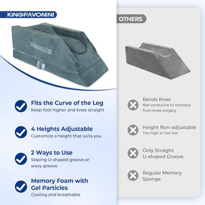 KingPavonini 4-Height Adjustable Leg Elevation Pillow, Single Leg, Grey - color: Grey, size: Single Leg (Upgraded)