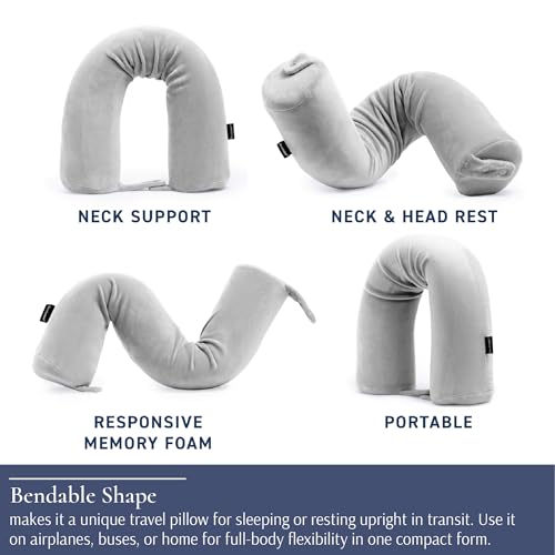 Brookstone Free Form Travel Pillow Lightweight Flexible Memory Foam Pillow - color: Grey
