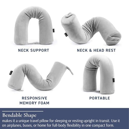 Brookstone Free Form Travel Pillow Lightweight Flexible Memory Foam Pillow - color: Grey