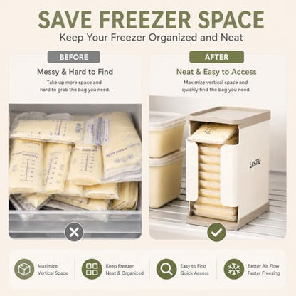 Breast Milk Bag Organizer with Aluminum Freeze Tray, FIFO Storage