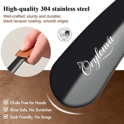 Shoe Horn Set 16.5" & 6.3" Stainless Long & Mini for Seniors Adults Kids