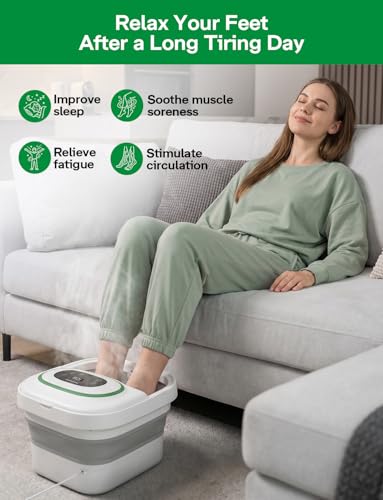 Medisana Collapsible Foot Spa, Foot Bath with Heat, Massage Rollers, Bubble - color: pearl white